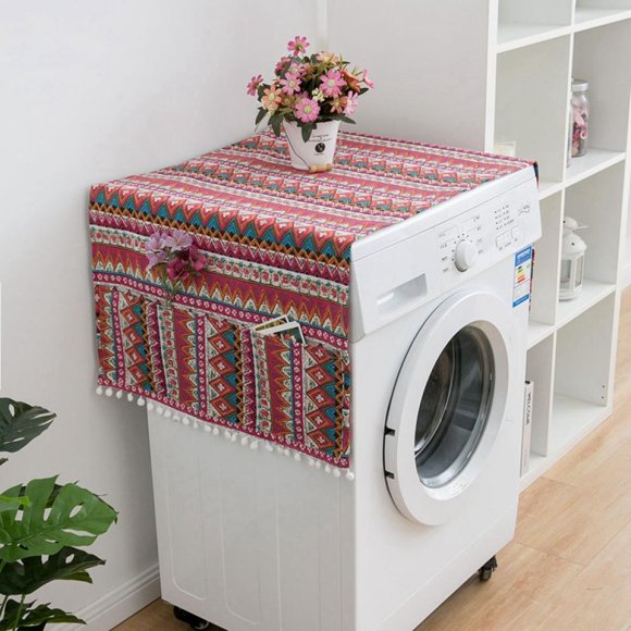 Eleanos Housses Antidérapantes pour Laveuse et Sécheuse, Housse Anti-Poussière pour Réfrigérateur, Housse avant de Machine à Laver, avec Sacs de Rangement