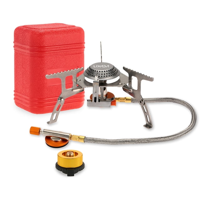 Lixada Compact Lixada Ensemble de Réchaud d'Extérieur avec Double Allumage et Adaptateur de Gaz pour le Camping et la Randonnée