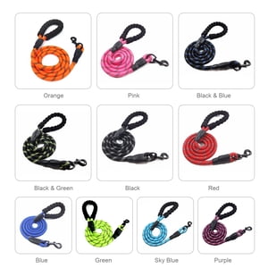En laisse 5ft Poignée confortable et rembourrée en laisse pour chien Leads pour chien à traction roulée Antidérapante Poignées pour chien Rope pour animaux de compagnie de grande et moyenne taille