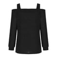 thumbnail image 4 of Pisexur Crewneck Shirts for Women Solid Color Off-shoulder Patchwork Tunic Tops Halter-Neck Long Sleeve Compression Shirts Athletic Tight Workout Top, 4 of 5