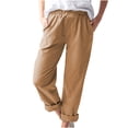 thumbnail image 2 of Mikilon Women Casual Solid Color Pockets Elastic Waist Comfortable Straight Pants, 2 of 5