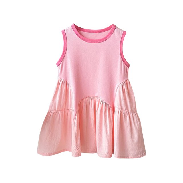 RXIRUCGD 2025 Vêtements d'Été pour Enfants Tout-Petits Filles Mignon Couleur Unie Sans Manches Robe Camisole Extensible Anti-Rides Robe Ligne A