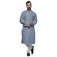 thumbnail image 4 of Atasi Kurta Pyjama de Designer pour Hommes Imprimé Style Angrakha Vêtements d'Été Décontractés, 4 of 5