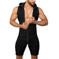 thumbnail image 2 of Men´s One Piece Tight Fitness Jumpsuit Zipper Sleeveless Hooded Rompers Pants with Pockets, 2 of 5