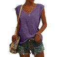 thumbnail image 2 of Birdeem Womens Solid Color Cap Sleeve Blouses T-Shirt Casual Loose Fit Basic Shirts Tank Tops, 2 of 8