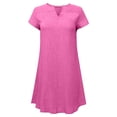 thumbnail image 5 of Robes T-Shirts Décontractées d'Été pour Femmes, Col en V, Manches Courtes, Robe Unie en Coton et Lin, 5 of 5