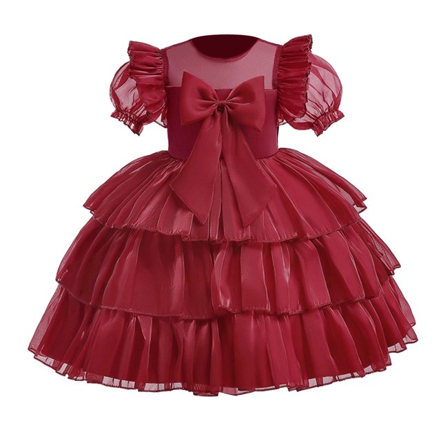 WEAIXIMIUNG Robes de Fête pour Filles Taille 18 Robes de Noël à Manches Courtes Broderie Dentelle Volants Robe de Soirée Robe de Mariage