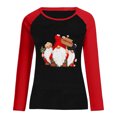 thumbnail image 5 of RKSTN Chandail pour Femmes de Noël à Col Rond, Chandail Imprimé du Père Noël, Manches Longues, Blouse Régulière à Empiècements, 5 of 5