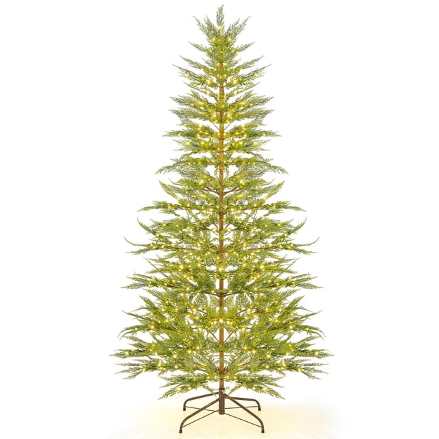 B Artificial Christmas Tree Green 4 Feet Pre-Lit Led Hinged Sections Fire Retardant Polyethylene Metal Stand