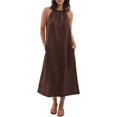 thumbnail image 1 of Kaemgyyd Robes à Col Licou pour Femmes Été Sans Manches Robe d'Été Décontractée Plage Vacances Fluide Bohème Mi-Longue avec Poches, 1 of 7