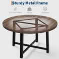 thumbnail image 3 of 47 in Round Dining Table, Industrial Dinner Table for 4 to 6, Wooden Kitchen Table with Sturdy Metal Frame & Rustic Brown Finish, Circle Kitchen Table for Dining Room, Kitchen （No Chairs）, 3 of 8