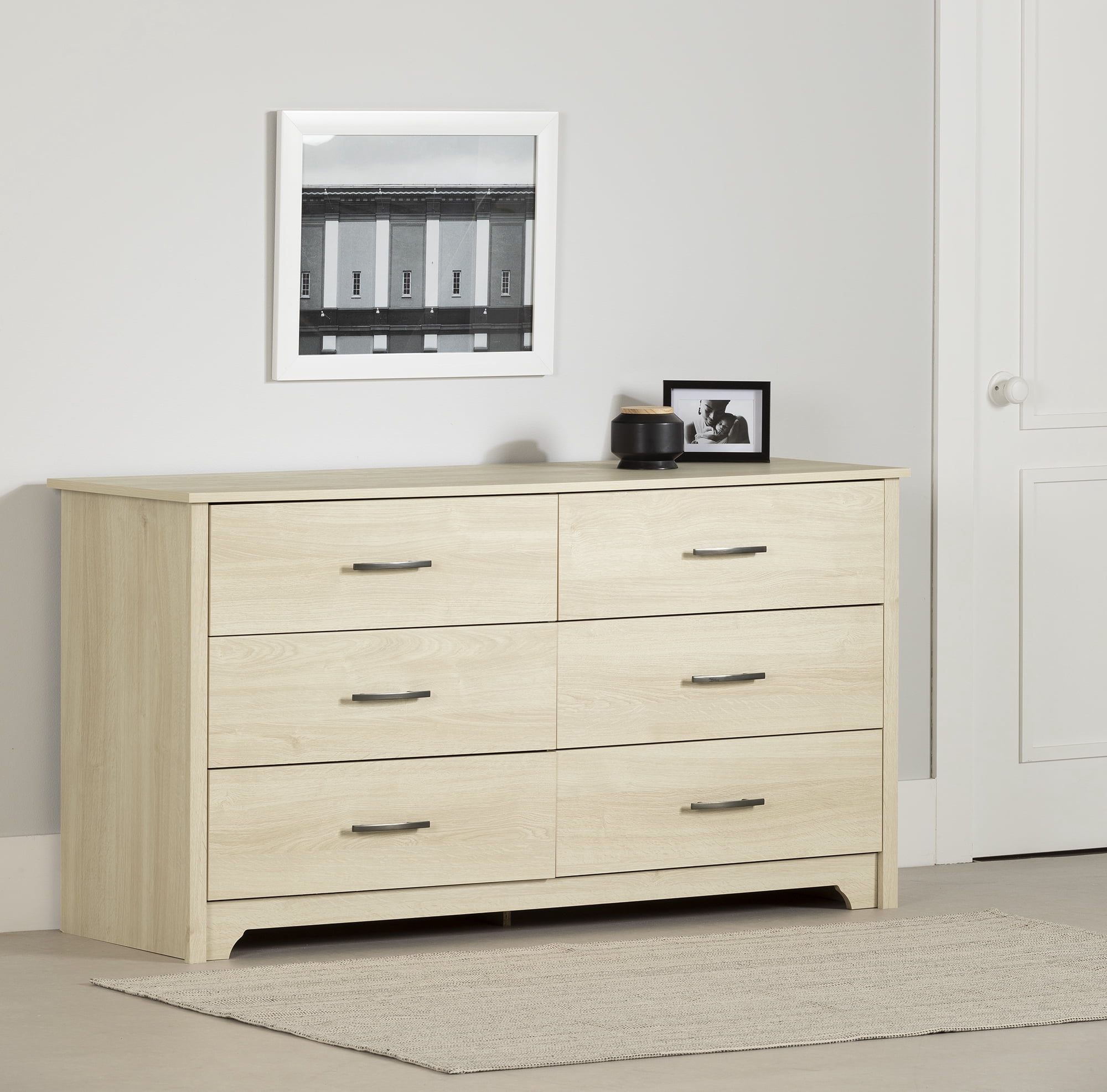 South Shore Fusion 6-Drawer Dresser for Adult, in Bleached Oak
