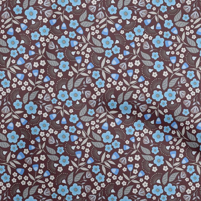 oneOone Velvet Brown Fabric Floral Sewing Craft Projects Fabric Prints By Yard 58 Inch Wide