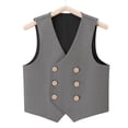 thumbnail image 2 of XASZHN Boy's 4 Button Double Breasted Formal Suit Vest Grey_003 5-6 Years, 2 of 6