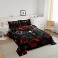 thumbnail image 3 of Moth Down Comforter Gothic Skull Floral Queen Comforter Set,Extoic Boho Decor Bedding Set Red Rose for Gilrs Women Lover Quilt Set, 3 of 7