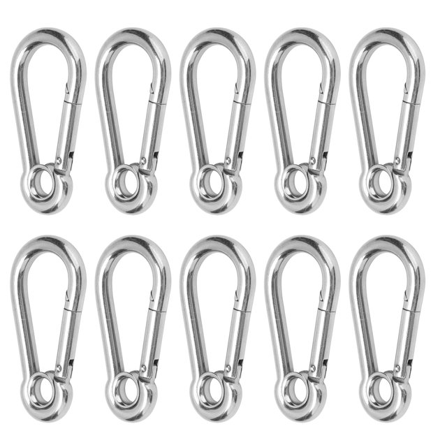 OTVIAP Hanging Buckle Snap,10Pcs Snap Hook Stainless Steel Safety Rope Spring Carabiner Hanging Buckle Accessories,Snap Hook