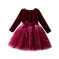 thumbnail image 1 of Splozh Robe d'Automne à Manches Longues pour Tout-Petit Bébé Fille Robe de Noël pour Filles Robe à Manches Longues Filles Robe de Fête d'Hiver Rouge, 5 Ans, 1 of 6