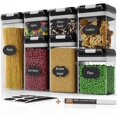 thumbnail image 1 of Airtight Food Storage Containers Set - 7 PC - Pantry Organization and Storage 100% Airtight, BPA Free Clear Plastic, Kitchen Canisters for Flour, Sugar and Cereal, Labels & Marker (Black), 1 of 1