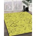 thumbnail image 3 of Ahgly Company Tapis de Zone Rond d'Intérieur Lavable à la Machine, Style Transitionnel, Jaune Canari, 4 Pieds Rond, 3 of 7