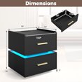 thumbnail image 3 of Costway 1 PCS Nightstand with Charging Station,LED Bedside Table with 2 Storage Drawers,Black, 3 of 10