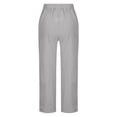 thumbnail image 5 of Yuyuzo Womens Cotton Linen Pants Drawstring High Waisted Lounge Pants Straight Leg Cropped Trousers, 5 of 5
