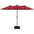 thumbnail image 1 of Patiojoy 15' Outdoor LED Patio Double-Sided Umbrella w/Base Burgundy, 1 of 5