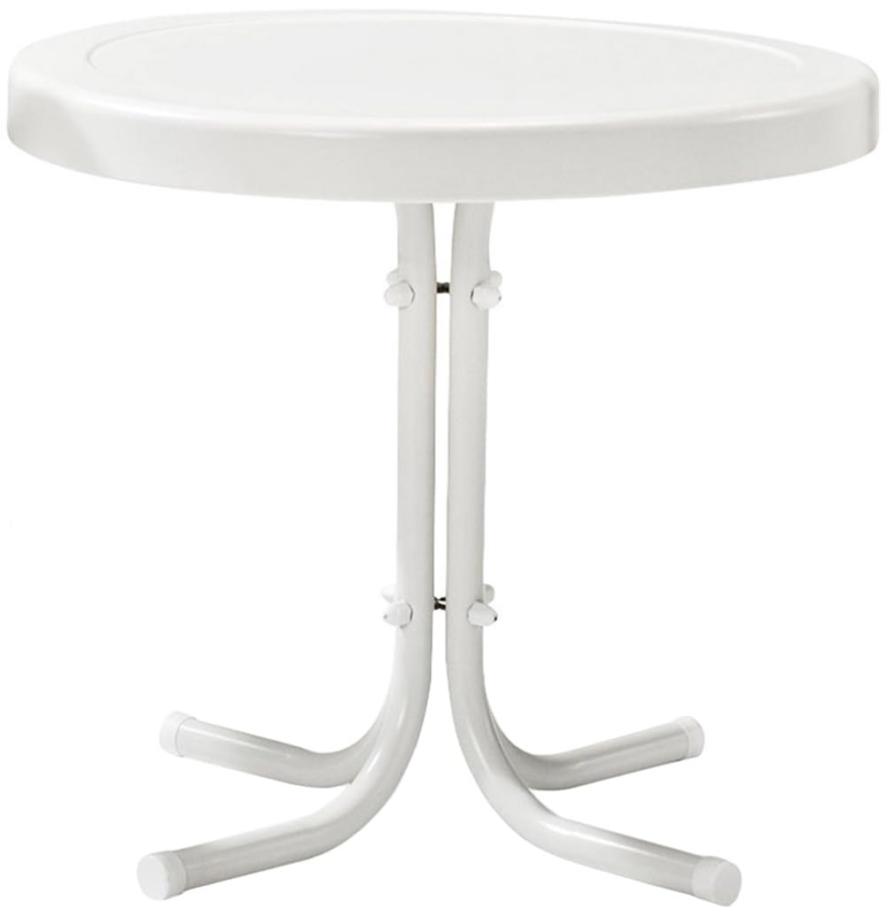Afuera Living Table d'Appoint Contemporain en Acier Métallique pour Patio, Blanc
