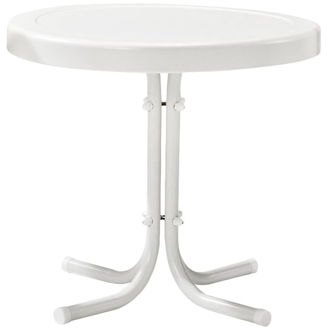 Afuera Living Contemporary Metal Steel Patio End Table in White