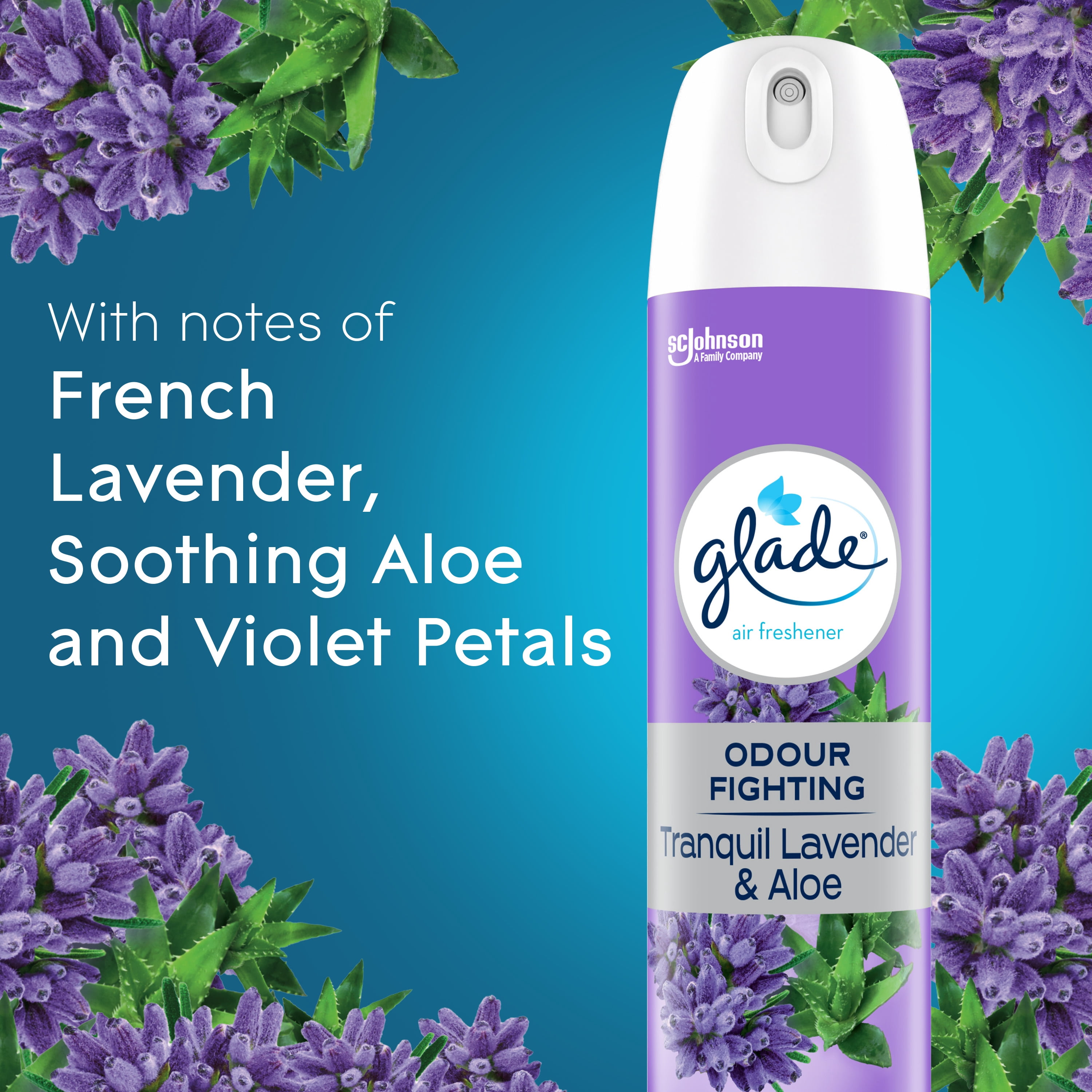Glade® purificateur d’air et éliminateur d’odeurs en aérosol, lavande paisible et aloes