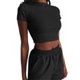thumbnail image 2 of ITFABS Ensemble de 2 Shorts pour Femmes, Hauts à Manches Courtes + Shorts Taille Haute, 2 of 3