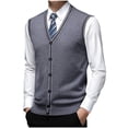 thumbnail image 3 of JMYHOAM Sweater Vest Men Cardigan Sweaters for Men Men's Casual Solid Color Sleeveless Wool Knitted Cardigan M-XXXL, 3 of 4