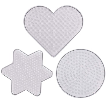 3 Pcs Plaque à Perles Perler Ronde Hexagramme Cœur Plaque à Perles en Plastique Plaque à Fusible