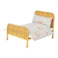 thumbnail image 1 of Yinanstore Dollhouse Miniature Ratten Bed Mini Bed Model 1/6 Scale Dollhouse Accessories Dollhouse Furniture for Photography Props Decor light brown A, 1 of 8