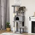 thumbnail image 2 of PawHut 58" Cat Tree for with Scratching Posts, Bed, House, Toys, Grey, 2 of 10