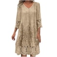 thumbnail image 2 of Ovzne Robes pour Femmes 2025 Robe pour Femme Mode pour Femmes Printemps/été Robe à Col en V Imprimée à Manches en Dentelle Robe de Printemps à Manches Longues Imprimée Liquidation, 2 of 6
