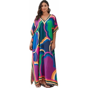 Cfcsrp Robes Caftan pour Femmes Grande Taille Moo Moo pour Femmes Couvre-Maillots Robe d'Été Maxi Longue Caftan Maillot de Bain Couvre-Maillot