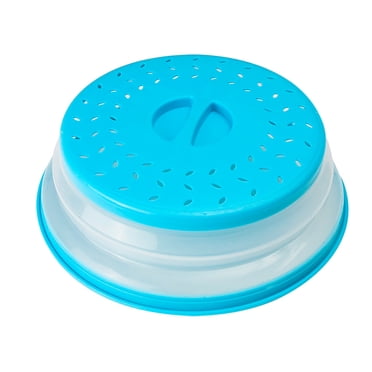 Collapsible Microwave Splash Proof Cover Food Fruits Folding Cover; Splatter Proof Vegetables Washing Lid Plastic Plate, Blue