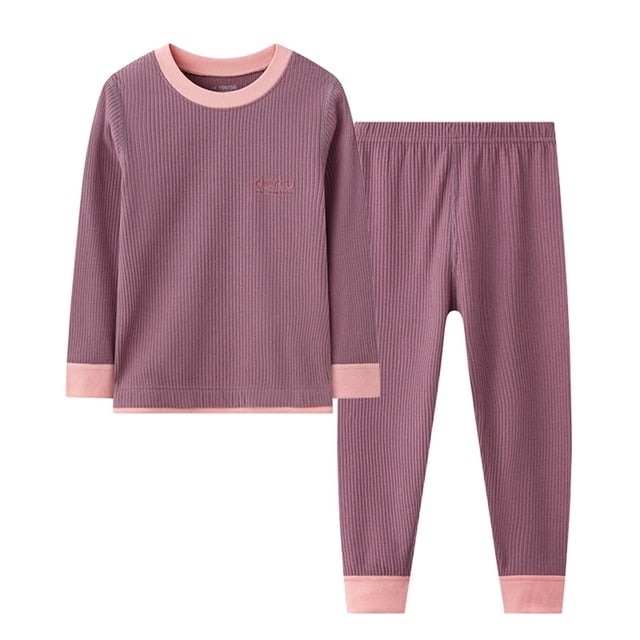 Jalioing Pyjama pour Enfants 2 Pcs T-Shirt à Col Ras du Cou et Pantalon Ensemble de Pyjama Garçons Filles Confortable Pyjama à Manches Longues