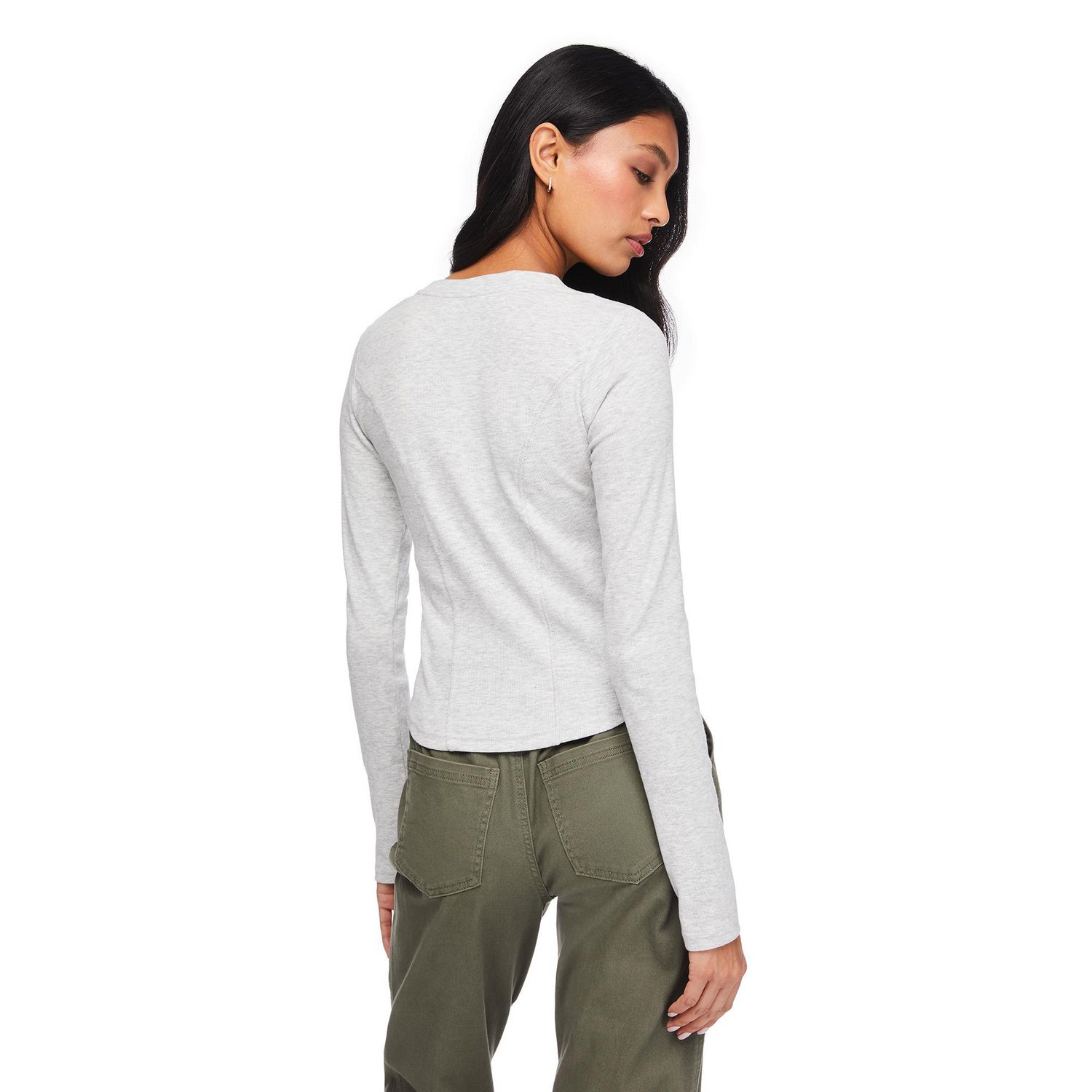 No Boundaries Women's Long-Sleeve Henley T-Shirt