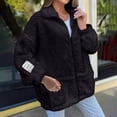 thumbnail image 2 of WRKEKC Women's Thick Plush Jacket Long Sleeve Solid Color Zipper Front Winter Warm Coat, 2 of 6