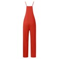 thumbnail image 4 of TrendOFT Jumpsuits For Women Casual Summer Solid Loose Pocket Spaghetti Strap Wide Leg Womens Overalls Rompers Red XXL, 4 of 5