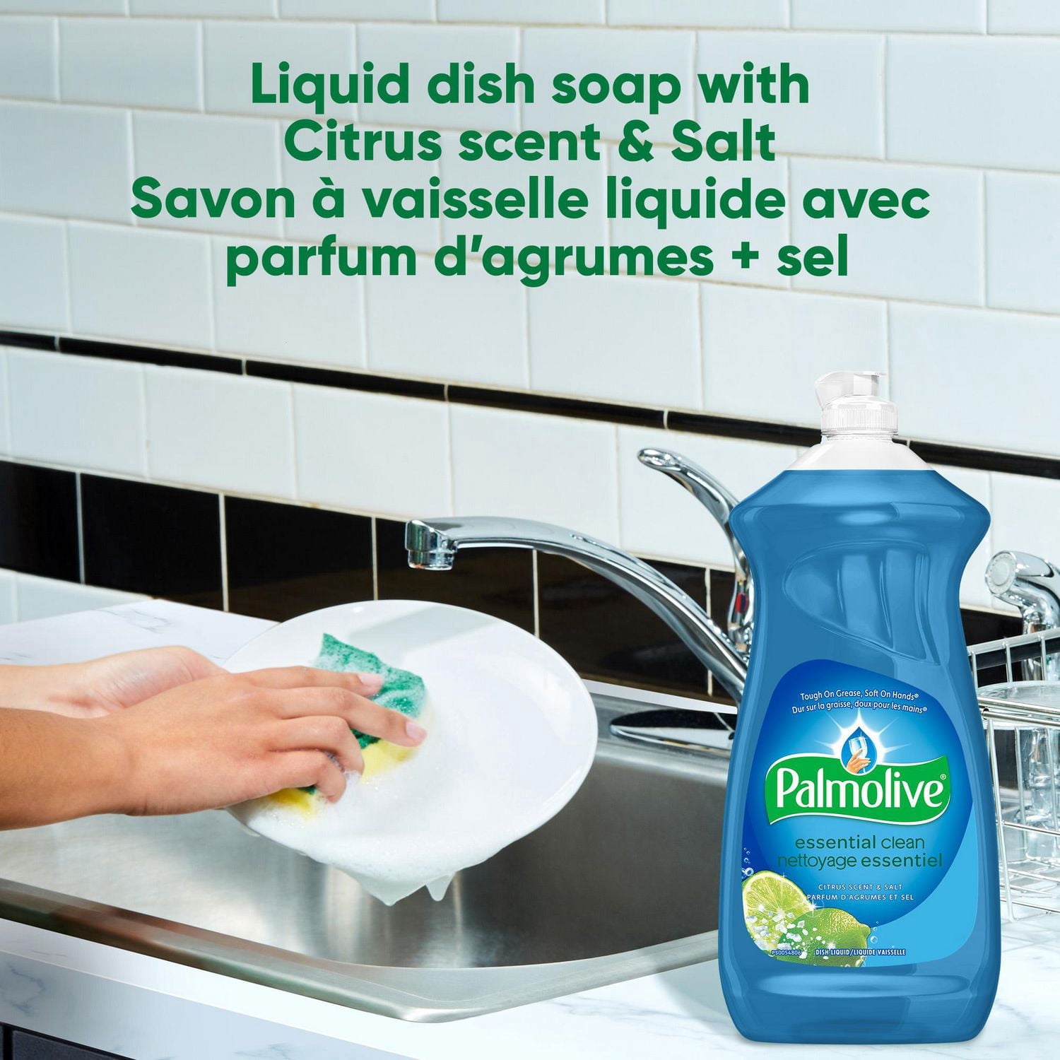 Savon à vaisselle liquide Palmolive Essential Clean, parfum d’agrumes + sel - 828 ml