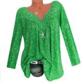 thumbnail image 2 of Pompotops Blouse à Manches Longues Col en V Imprimée pour Femmes Grande Taille Pull Tops Chemise Liquidation, 2 of 3