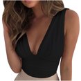 thumbnail image 2 of EGNMCR Camisoles pour Femmes Femmes Dames Été Col en V Uni Décontracté Sans Manches Blouse Hauts Chemise, 2 of 5