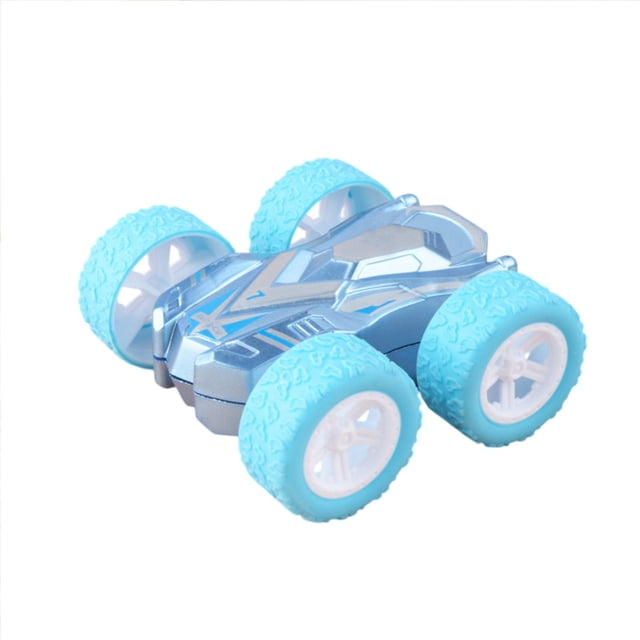 Blue Friction Power Flip Shock Withstand Car For Kids Age 3 Plus Double Sided Inertial Action Toy Birthday Present Abs Plastic Durable Lightweight Design