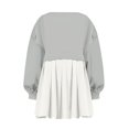 thumbnail image 3 of Womens Oversized Sweatshirt Dress Long Flowy Patchwork Pullover Tops Cute Drop Shoulder Sweatshirts Fall Long Sleeve Mini Dress Teen Girls Crewneck Solid Tunic Pleated Loose Clothing Beig, 3 of 5