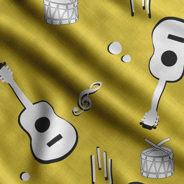 Soimoi Musical Instruments Print,Cotton Poplin, Sewing Fabric Sold by The Yard 42 Inch Wide,Sewing Craft Quilting/Quilt Making Fabric, Lime Green