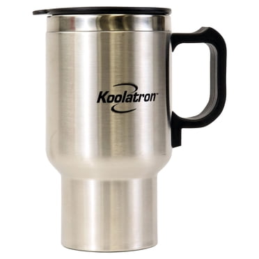 Koolatron 12V/USB Electric Travel Mug (Silver), Portable Heated Drink Mug for Car, Truck & On-the-Go