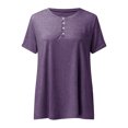 thumbnail image 4 of MAWCLOS Ladies T Shirt Solid Color Tops V Neck Tee Comfy Street Short Sleeve Blouse Purple S, 4 of 7