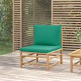 thumbnail image 1 of vidaXL Garden Middle Sofa with Green Cushions Bamboo, 1 of 4